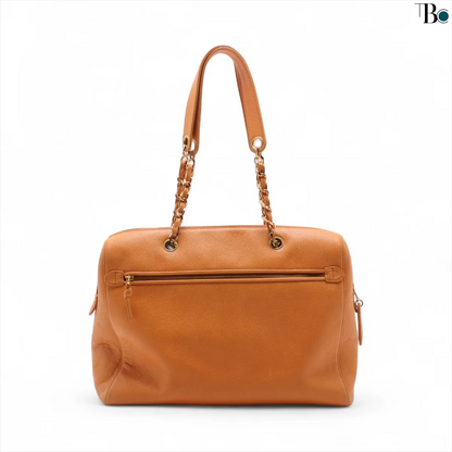 Chanel Coco Mark Leather, ORANGE, LEATHER, Shoulder bag
