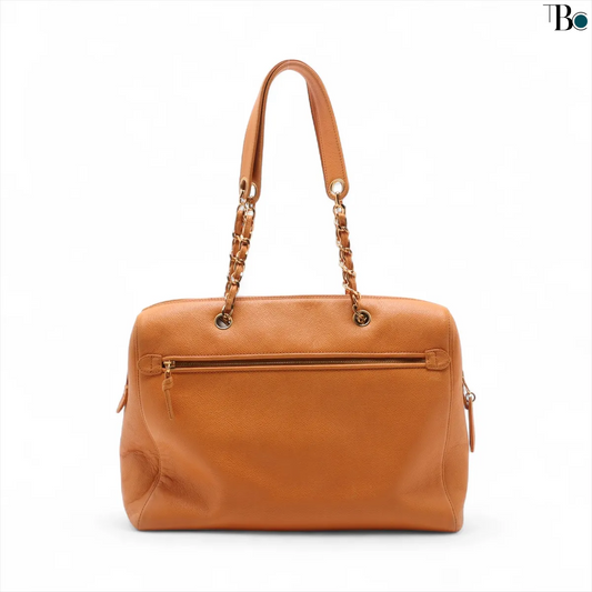 Chanel Coco Mark Leather, ORANGE, LEATHER, Shoulder bag