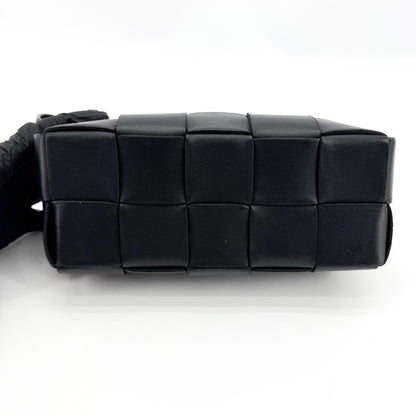 Bottega Veneta Brick Cassette Maxi Intrecciato Leather, Black, Leather, Shoulder Bag