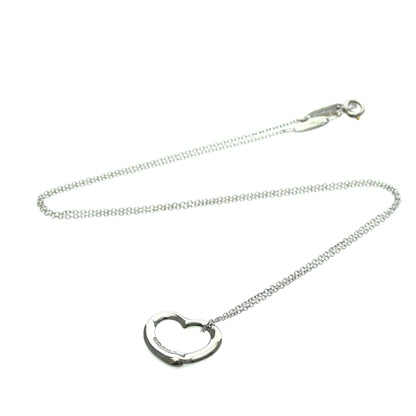 Tiffany & Co. Elsa Peretti Open Heart 5 Diamonds Pendant Platinum and Diamonds, Silver, Platinum, Necklace