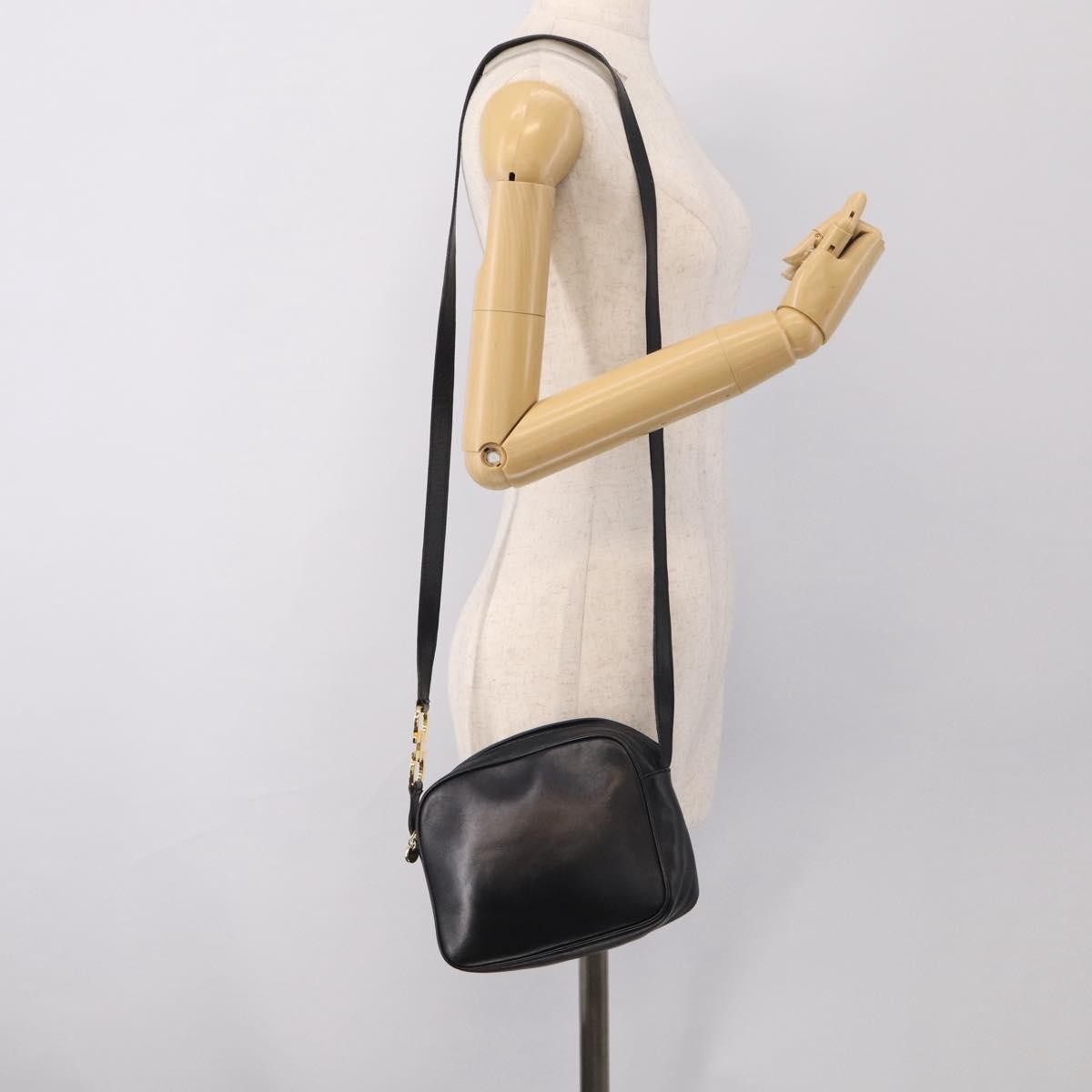 Salvatore Ferragamo Gancini Leather, Black, Leather, Crossbody Bag