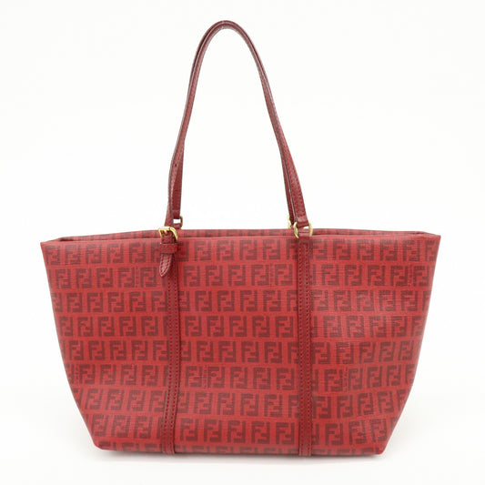Fendi Superstar Zucchino Coated Canvas, Red, PVC, Tote Bag