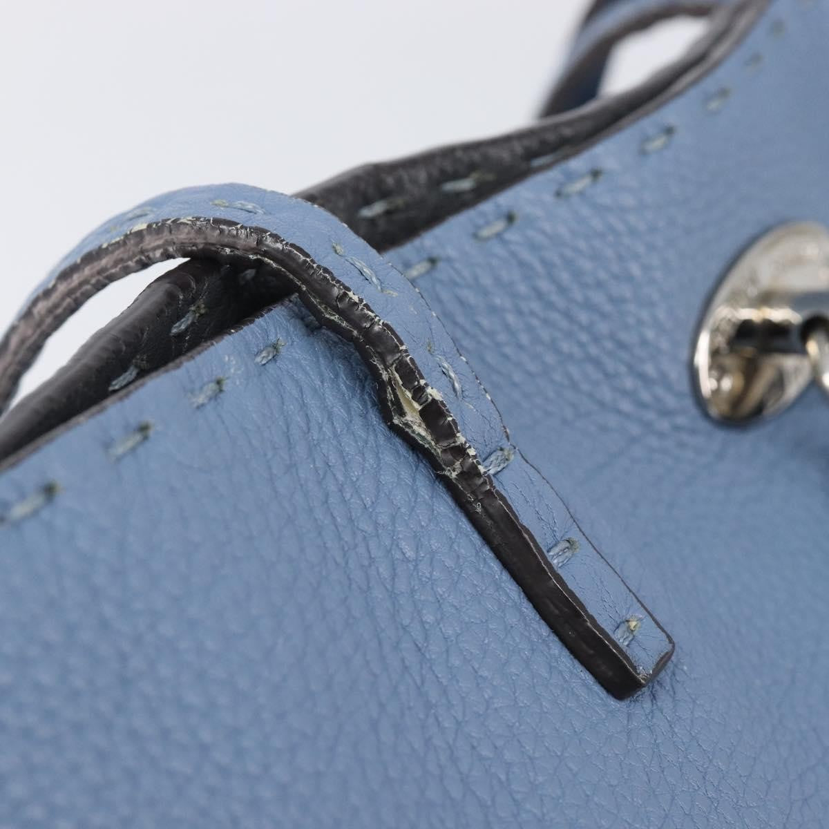 Fendi Selleria Carla Leather, Blue, Leather, Tote Bag