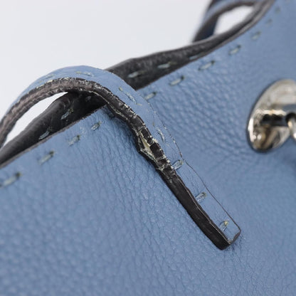 Fendi Selleria Carla Leather, Blue, Leather, Tote Bag