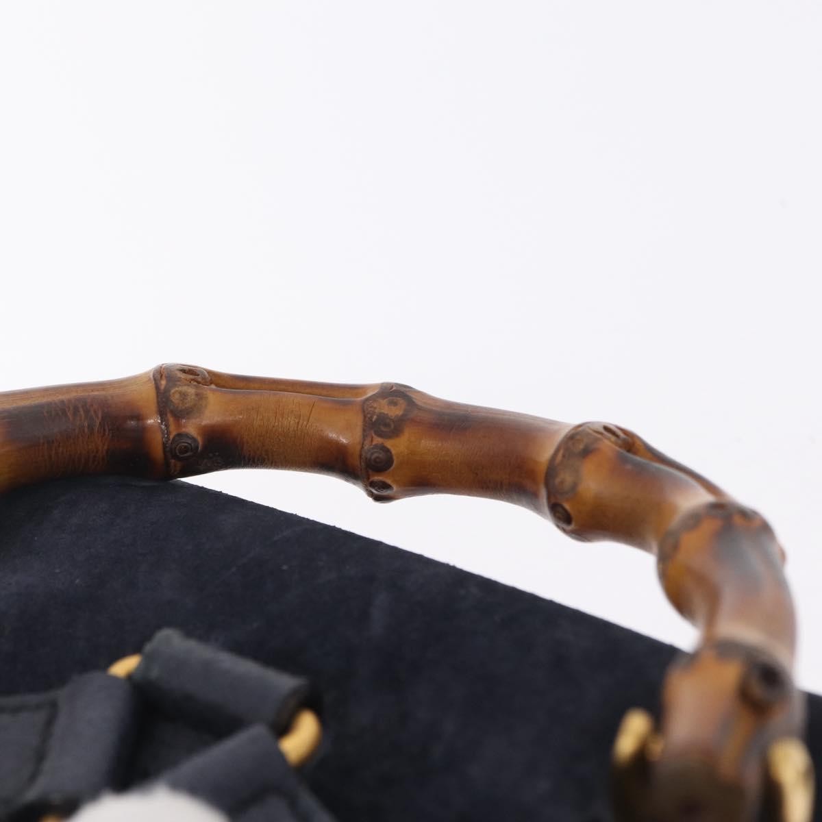 Gucci Vintage Bamboo Suede, Navy, Suede, Backpack