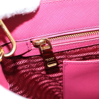 Prada Galleria Double Zip Saffiano Leather, Pink, Leather, Tote Bag
