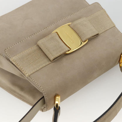 Salvatore Ferragamo Convertible Vara Bow Tote Suede, Beige, Suede, Handbag