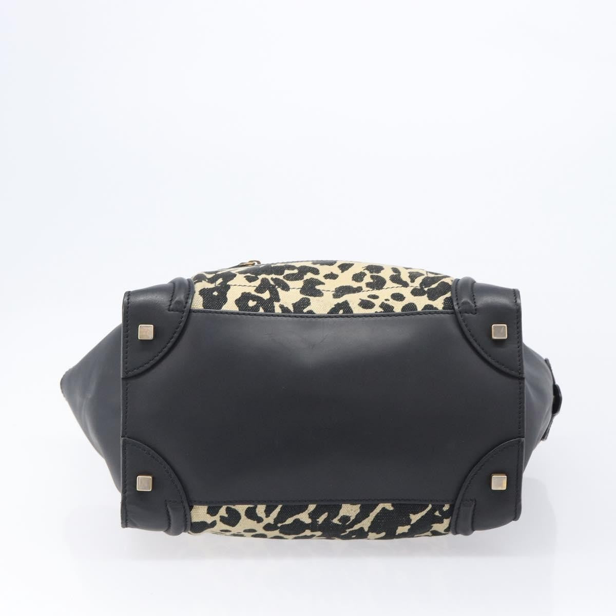 Celine Luggage Printed Canvas and Leather, Black, Leather, Handbag