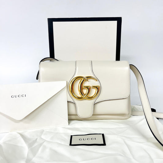 Gucci Arli Shoulder Bag Leather, White, Leather, Shoulder Bag