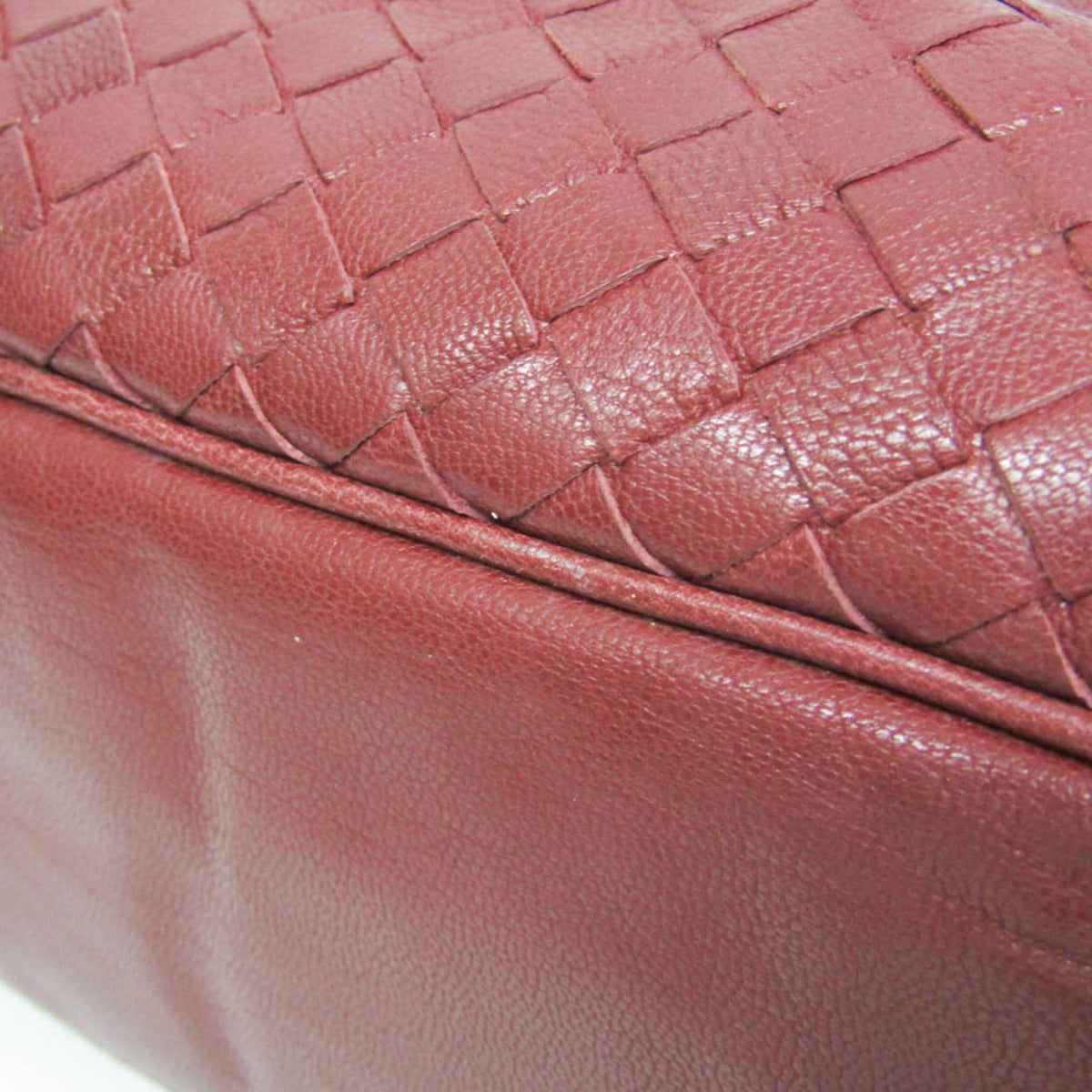 Bottega Veneta Zip Boston Intrecciato Nappa, Red, Leather, Handbag