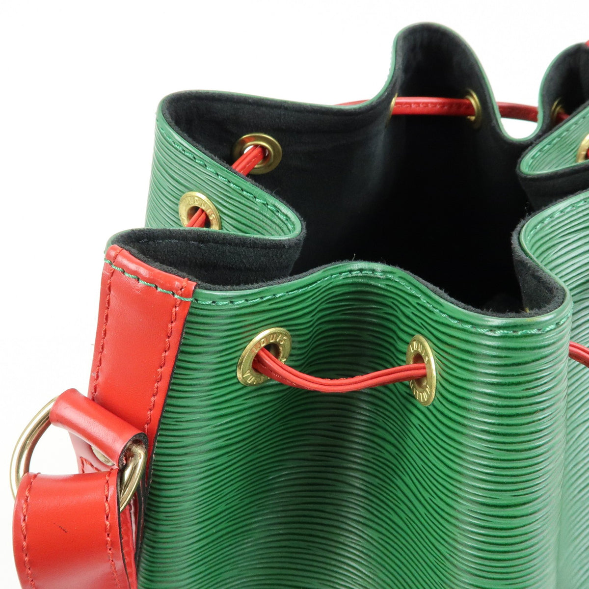 Louis Vuitton Bicolor Petit Noe Epi Leather, Green, Leather, Handbag
