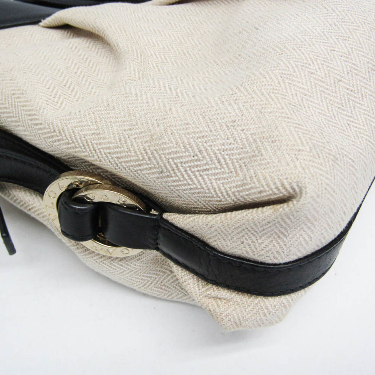Bvlgari Chandra Canvas, Beige, Canvas, Shoulder Bag