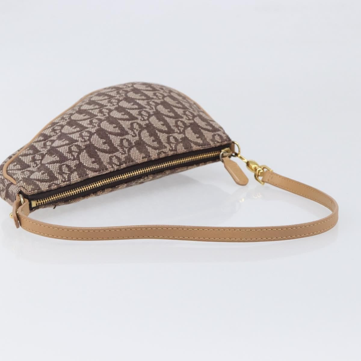 Christian Dior Vintage Saddle Bag Canvas, Brown, Canvas, Clutch