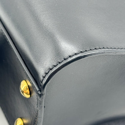 Saint Laurent Convertible Monogram Cabas Leather, Black, Leather, Tote Bag