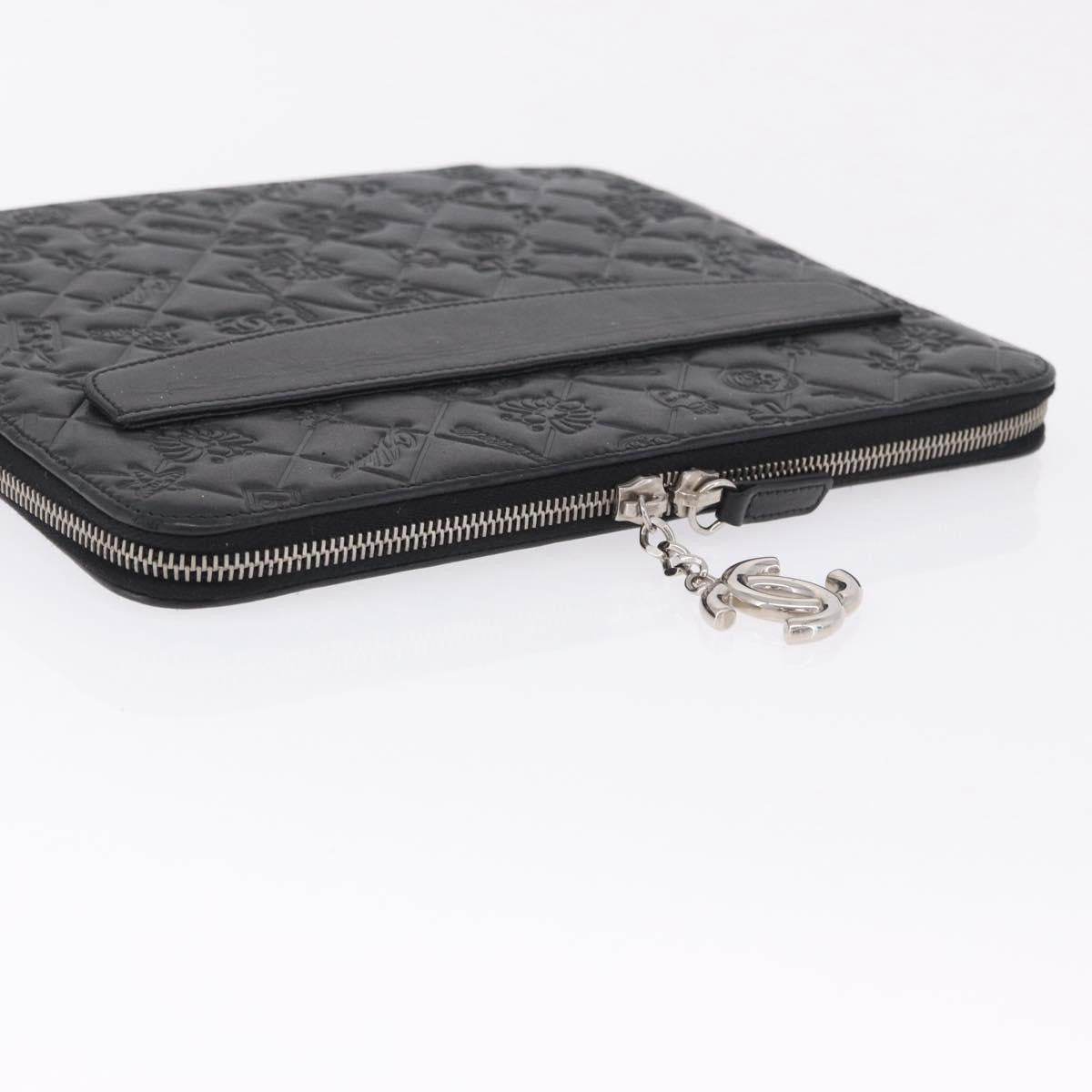 Chanel Zip Around iPad Case Quilted Lambskin, Black, Leather, Tech Accessory