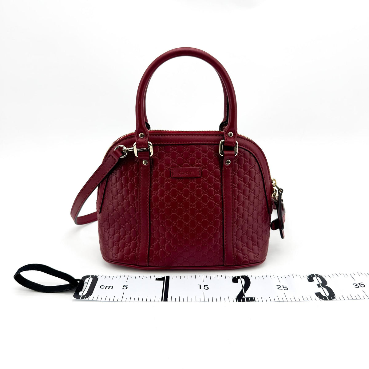 Gucci Convertible Dome Satchel Guccissima Leather, Burgundy, Leather, Handbag