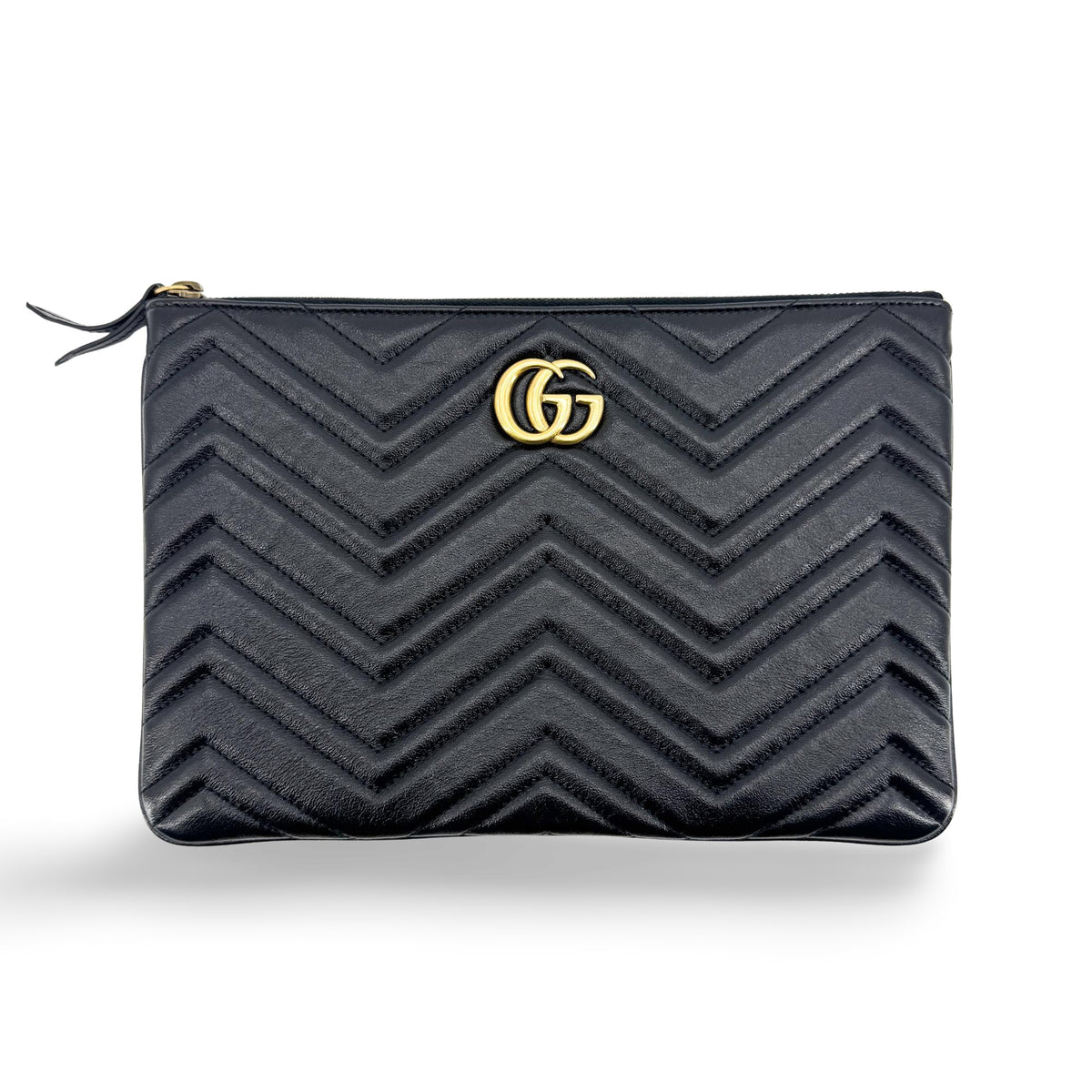 Gucci GG Marmont Pouch Matelasse Leather, Black, Leather, Clutch