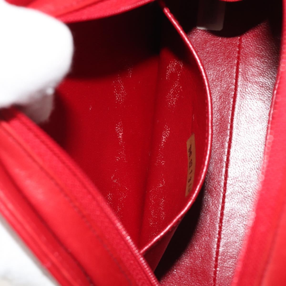 Chanel Vintage Chain Evening Mixed Quilt Lambskin, Red, Leather, Clutch