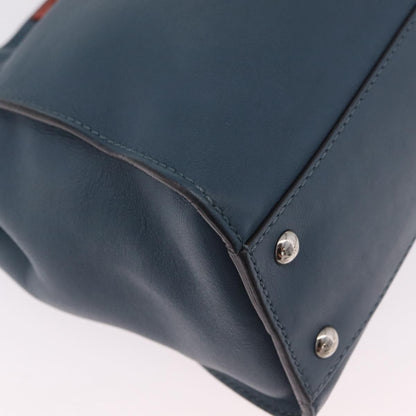 Fendi Peekaboo Ruffled Leather, Blue, Leather, Handbag