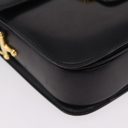 Celine Vintage Carriage Flap Leather, Black, Leather, Handbag