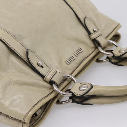 Miu Miu Bow Satchel Cervo Leather, Beige, Leather, Handbag