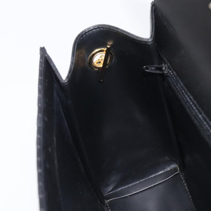 Bally Vintage Chain Quilted Leather, Black, Leather, Shoulder Bag