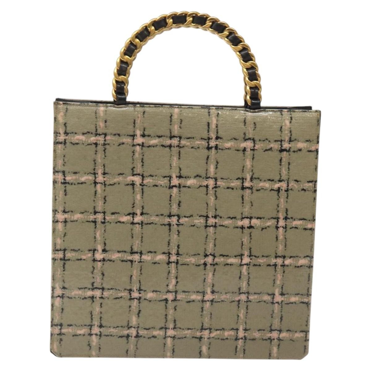 Chanel Vintage Chocolate Bar Leather, Beige, Leather, Tote Bag