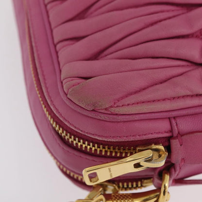 Miu Miu Tech Matelasse Leather, Pink, Leather, Crossbody Bag