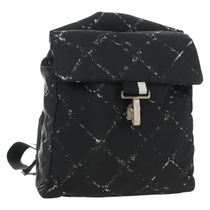 Chanel Travel Line Lock Printed Nylon, Black, Nylon, Backpack