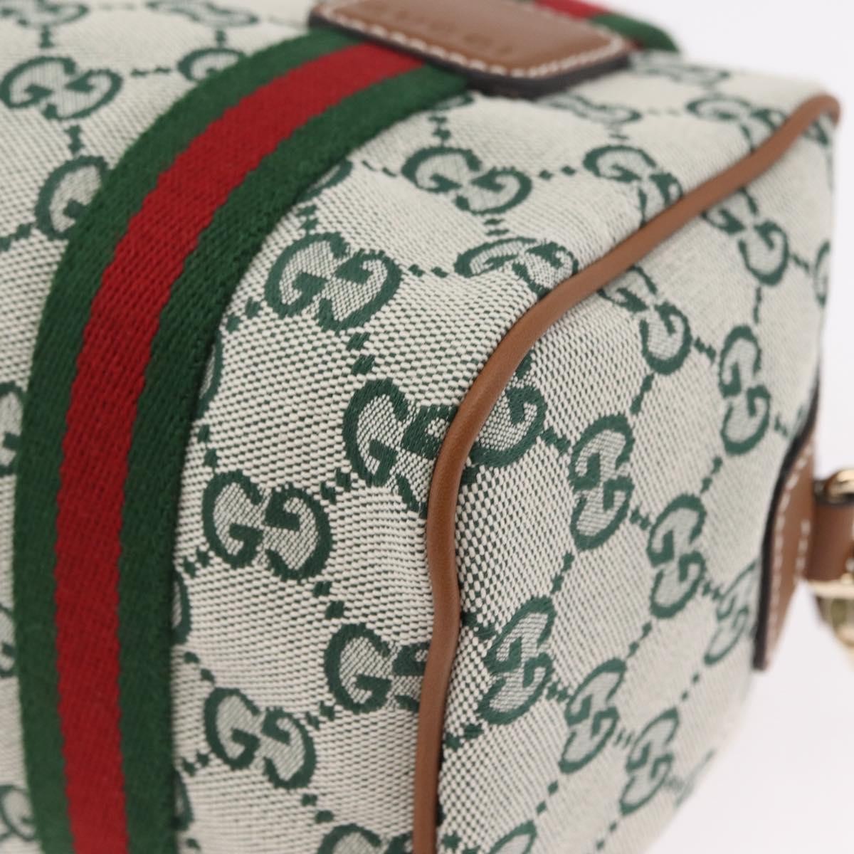 Gucci Web Boston GG Canvas, Green, Canvas, Handbag