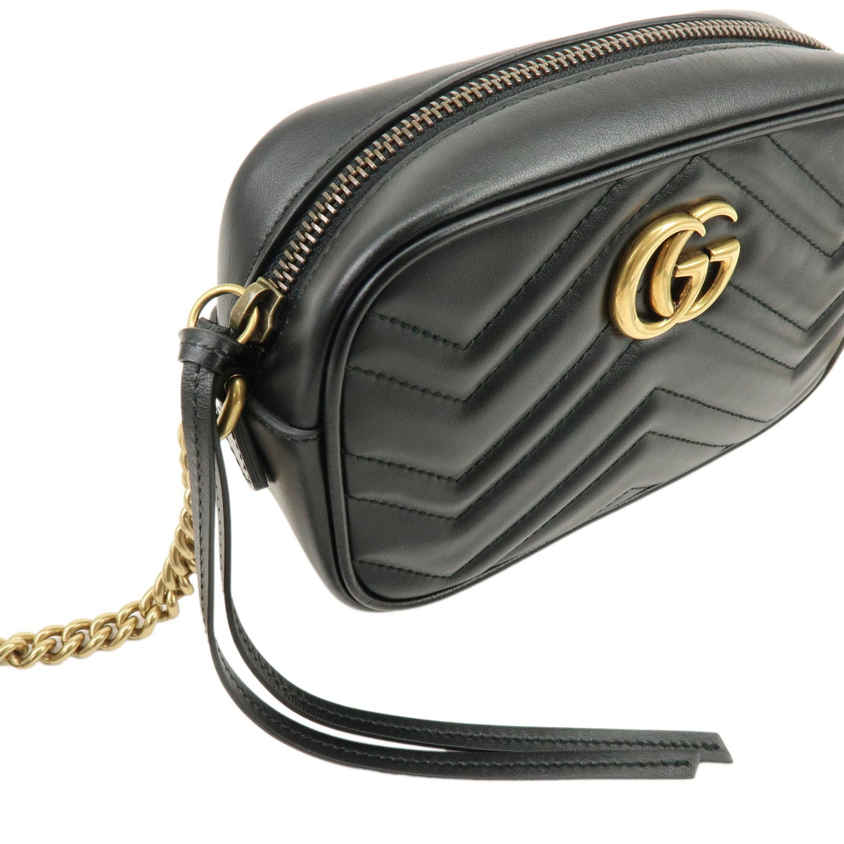 Gucci GG Marmont Matelasse Leather, Black, Leather, Shoulder Bag