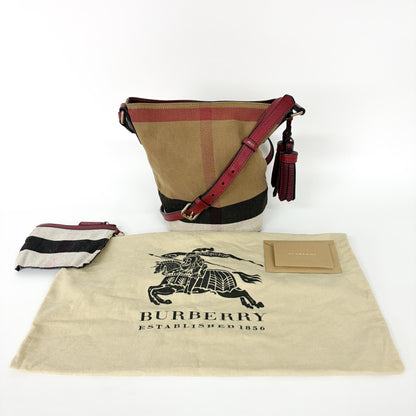 Burberry Ashby Bag House Check Canvas, Beige, Canvas, Handbag