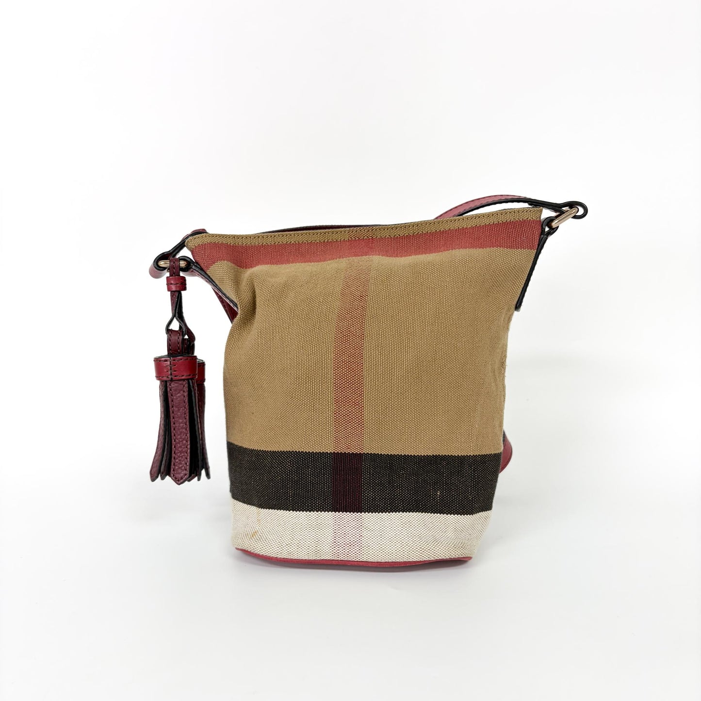 Burberry Ashby Bag House Check Canvas, Beige, Canvas, Handbag
