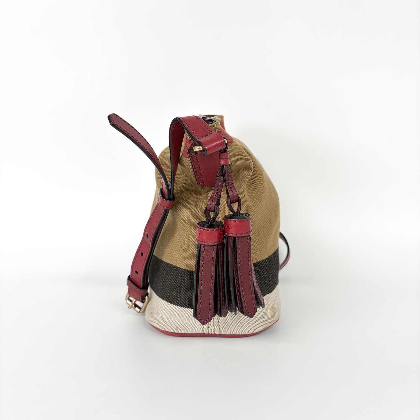 Burberry Ashby Bag House Check Canvas, Beige, Canvas, Handbag
