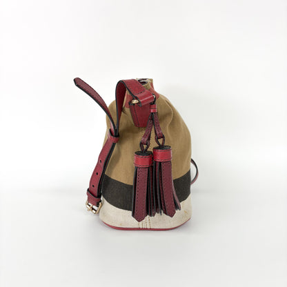 Burberry Ashby Bag House Check Canvas, Beige, Canvas, Handbag