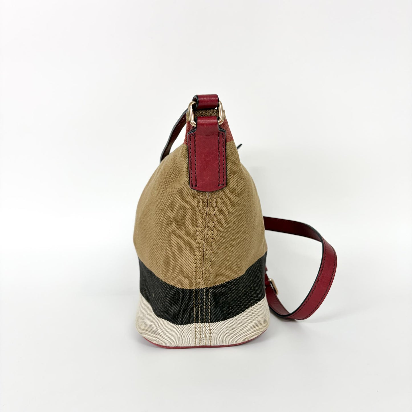 Burberry Ashby Bag House Check Canvas, Beige, Canvas, Handbag