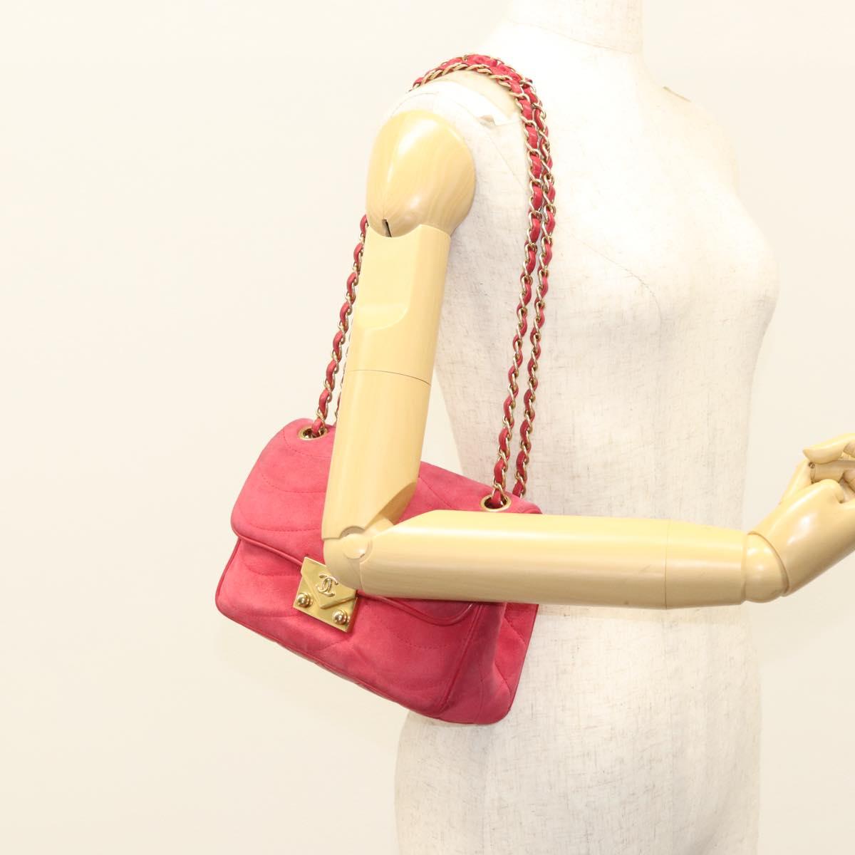 Chanel Pagoda Flap Bag Suede and Lambskin, PINK, SUEDE, Shoulder bag