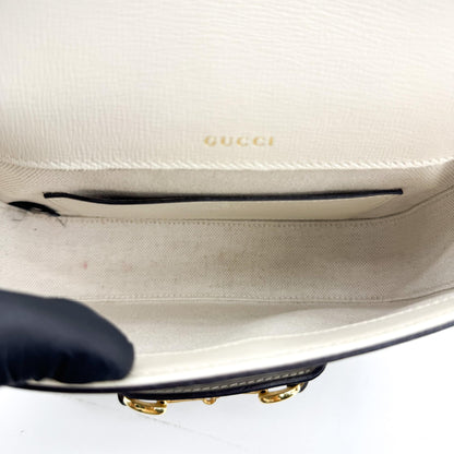 Gucci Horsebit 1955 GG Coated Canvas with Leather, White, Canvas, Shoulder Bag