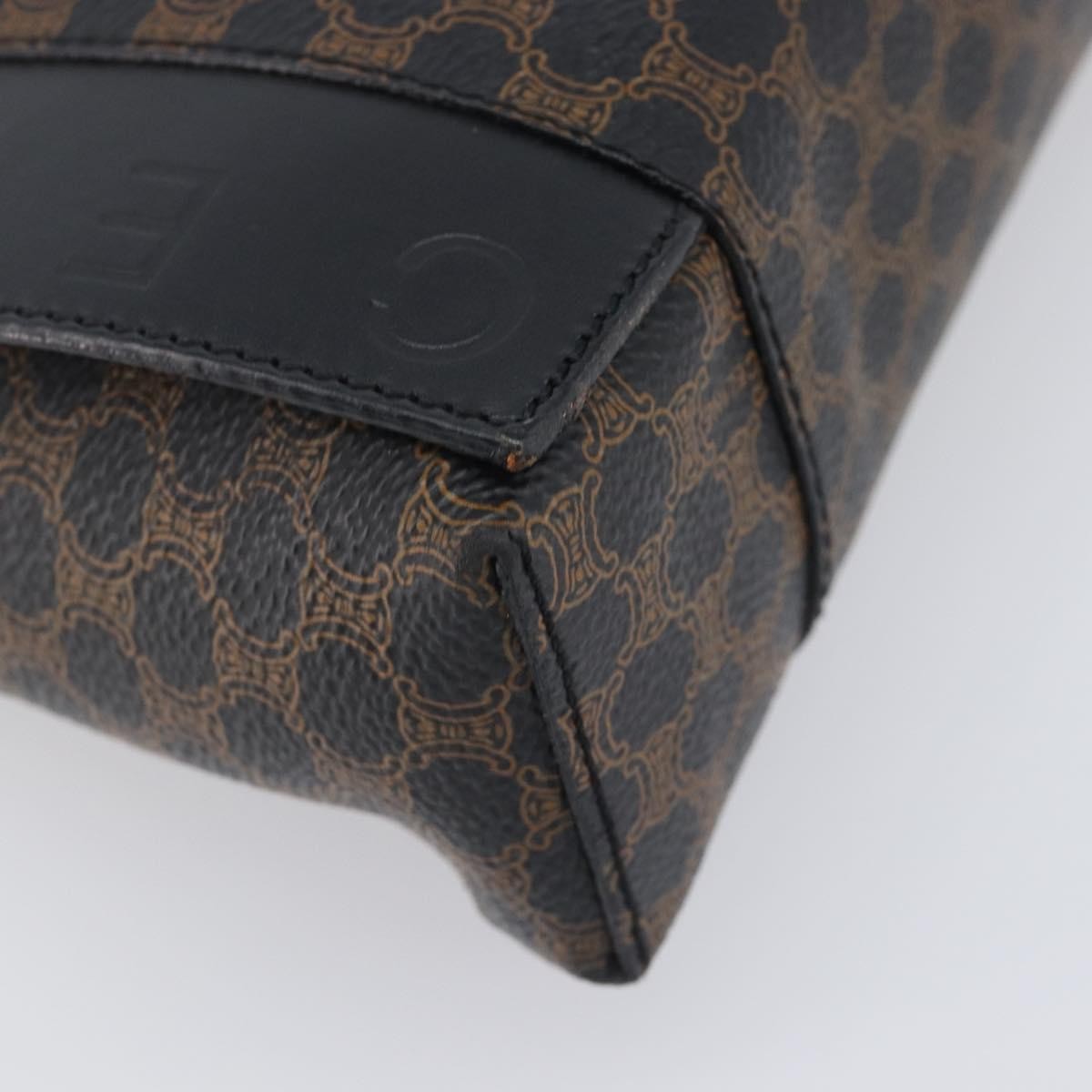 Celine Vintage Macadam Canvas and Leather, Black, Canvas, Handbag