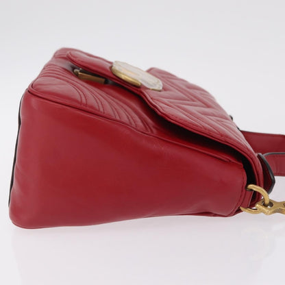 Gucci GG Marmont Top Handle Matelasse Leather, Red, Leather, Handbag