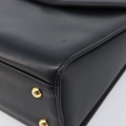 Valentino Garavani Top Handle Flap Leather, Black, Leather, Handbag