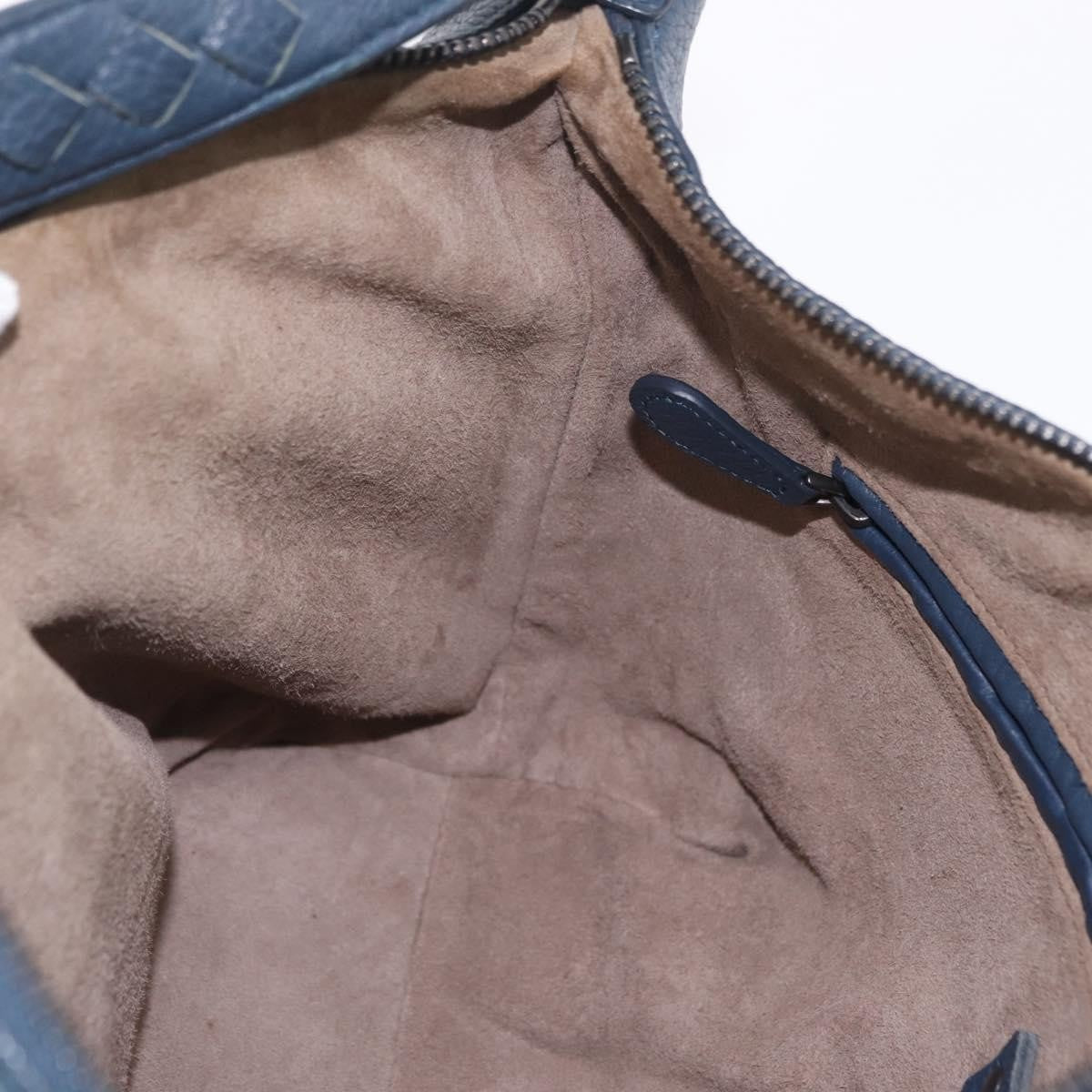 Bottega Veneta Zip Hobo Cervo with Intrecciato Detail, Blue, Leather, Shoulder Bag