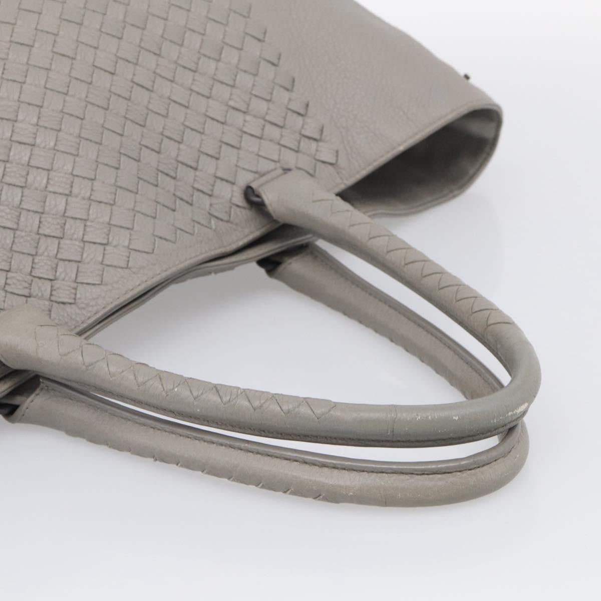 Bottega Veneta Side Snap Leather and Intrecciato Nappa, Gray, Leather, Tote Bag
