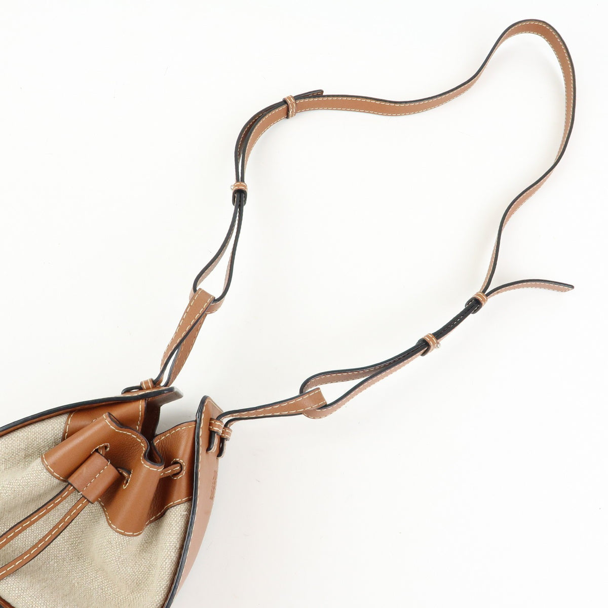 Loewe Hammock Leather and Canvas, Brown, Leather, Handbag