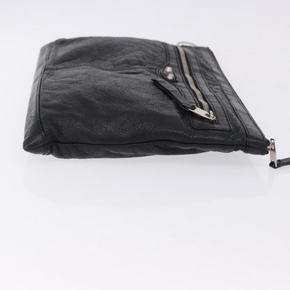 Balenciaga Classic City Clip Leather, Black, Leather, Clutch