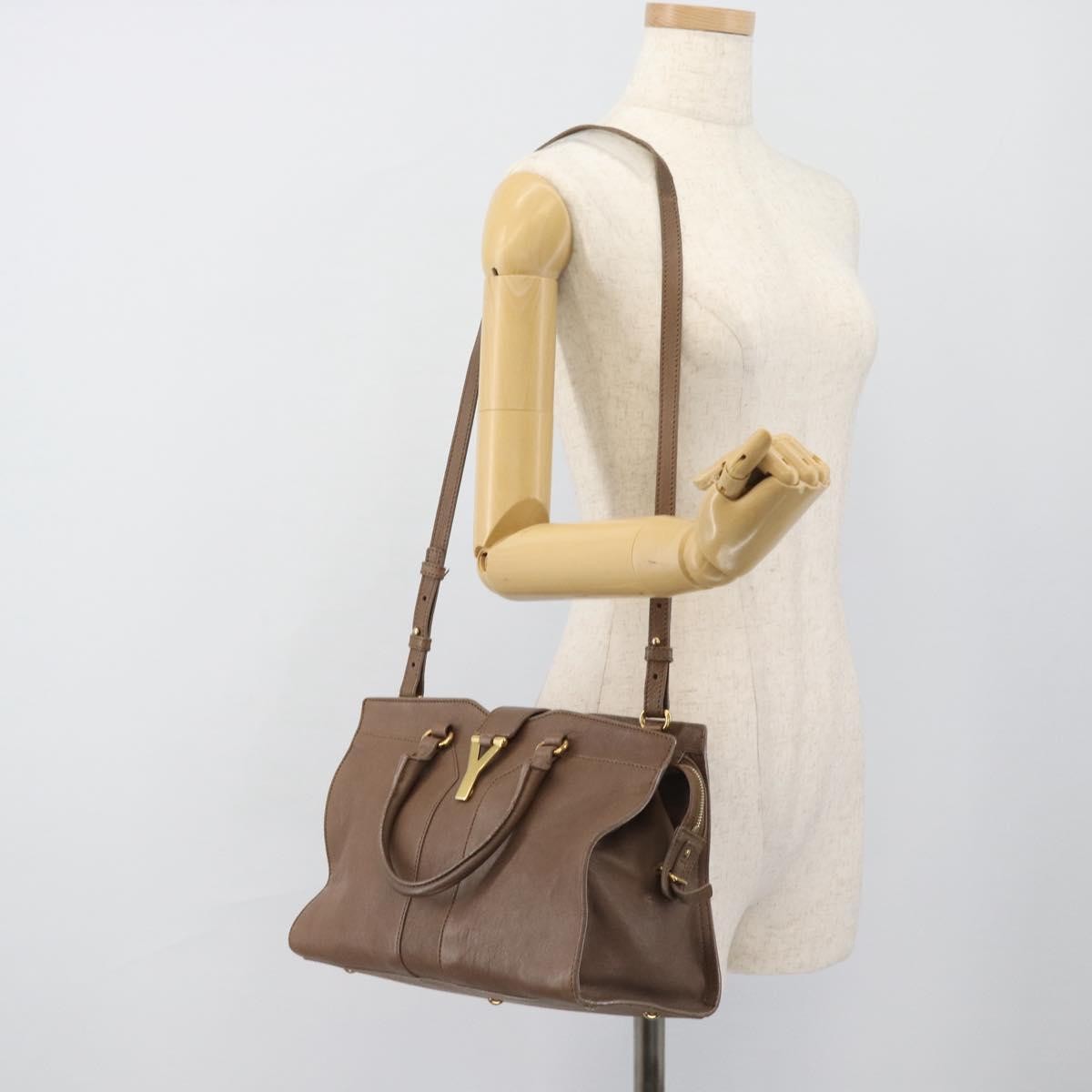 Saint Laurent Chyc Cabas Leather, Brown, Leather, Tote Bag
