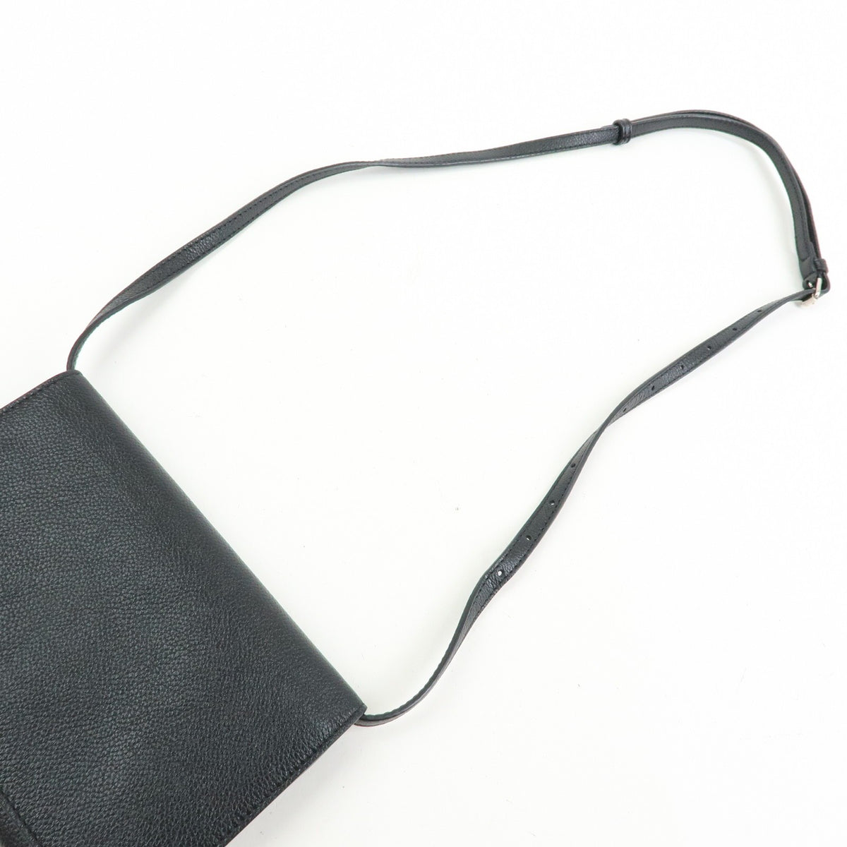 Balenciaga Logo Wallet with Strap Embossed Leather, Black, Leather, Crossbody Bag