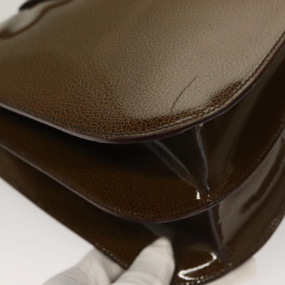 Celine Shoulder Leather, Khaki, Patent Leather, Shoulder Bag
