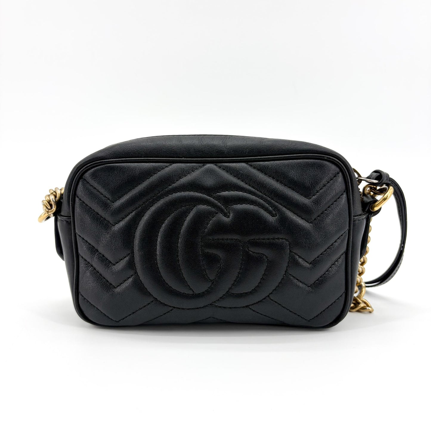 Gucci GG Marmont Matelasse Leather, Black, Leather, Shoulder Bag