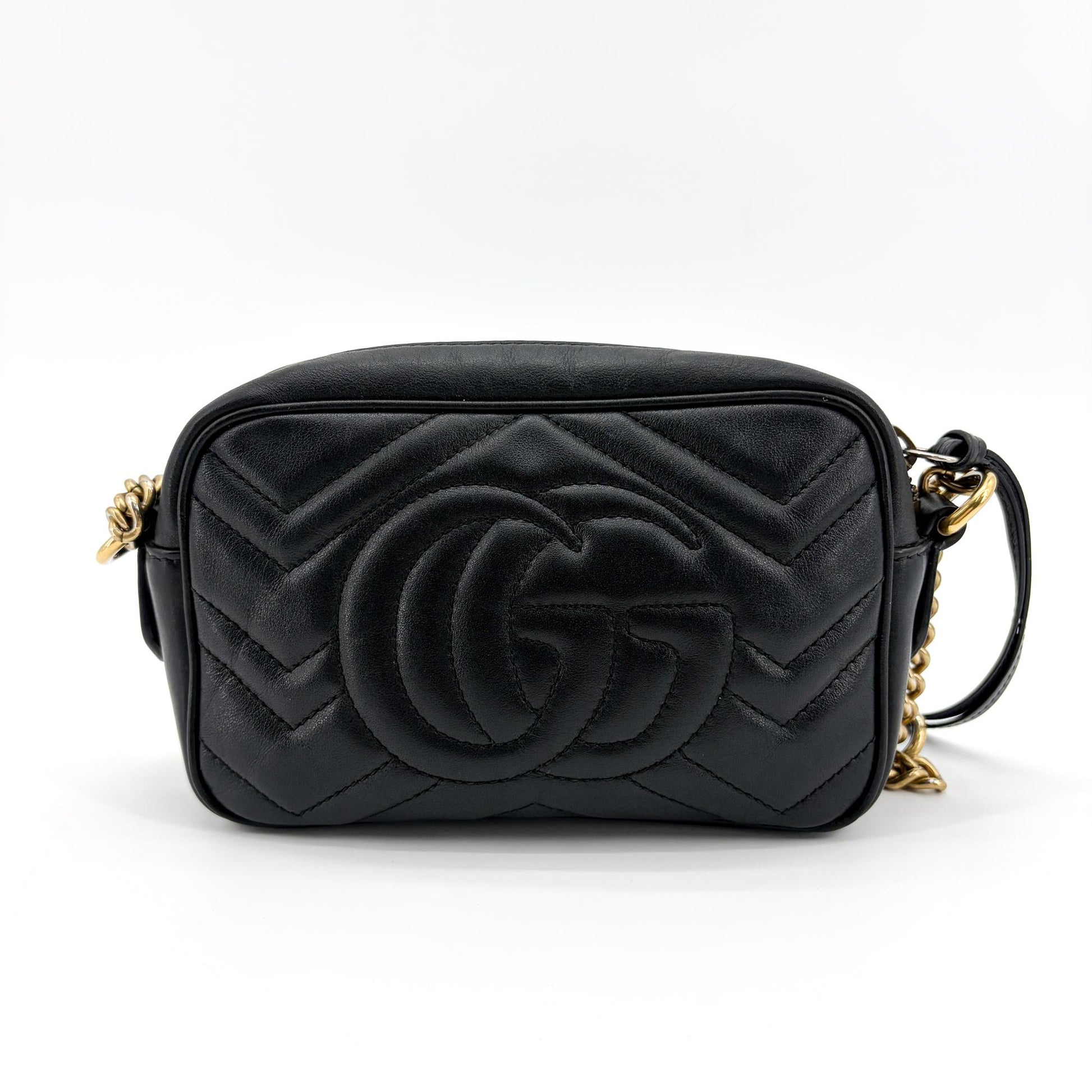 Gucci GG Marmont Matelasse Leather, Black, Leather, Shoulder Bag